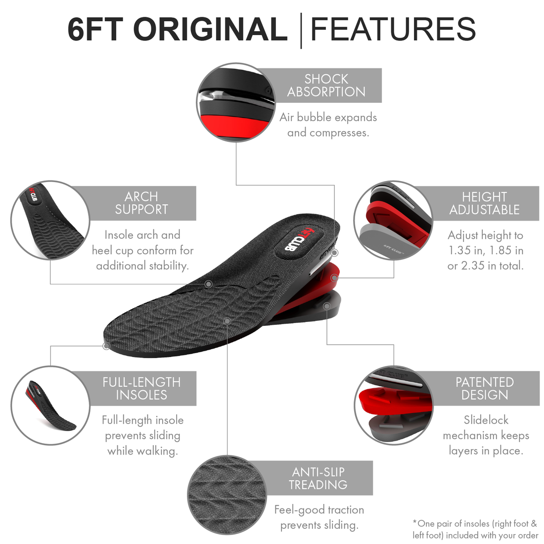 6ft Club Elevation Insoles for Men | Gain a new level of confidence ...